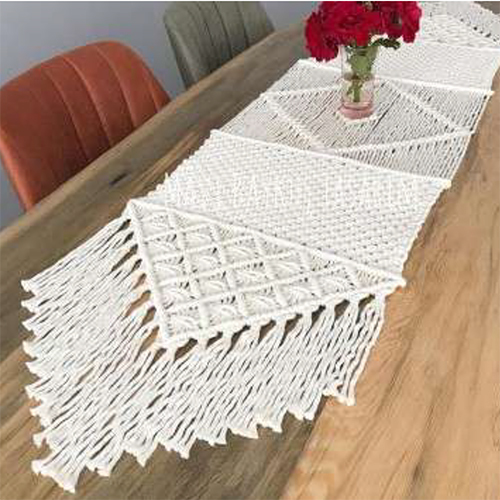 White Macrame Table Runner - Color: Various Available