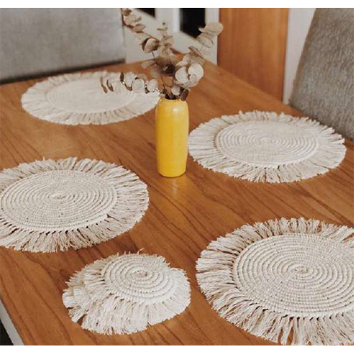 White Macrame Coaster - Color: Various Available