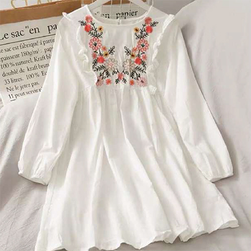 Ladies Embroidery Dress - Attributes: Washable