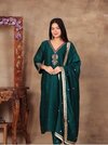 Ladies Silk Embroidered Suit Set - Ethnic Region: Indian