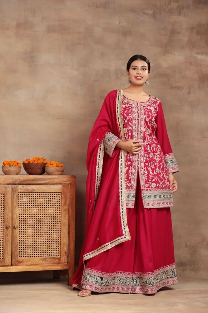 Ladies Embroidered Kiran Flared Pants Set