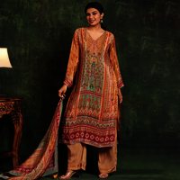 Ladies Sunehri Embroidered Suit Set - Color: Multicolor