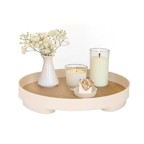 Wooden Round Tray - Color: White
