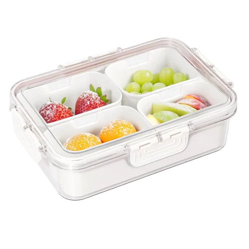 Prime Pick 4 Divider Spice Organizer Box - Color: White