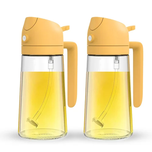 Prime Pick 2 In 1 Yellow Oil Dispenser Bottle - Capacity: 470 Milliliter (Ml)