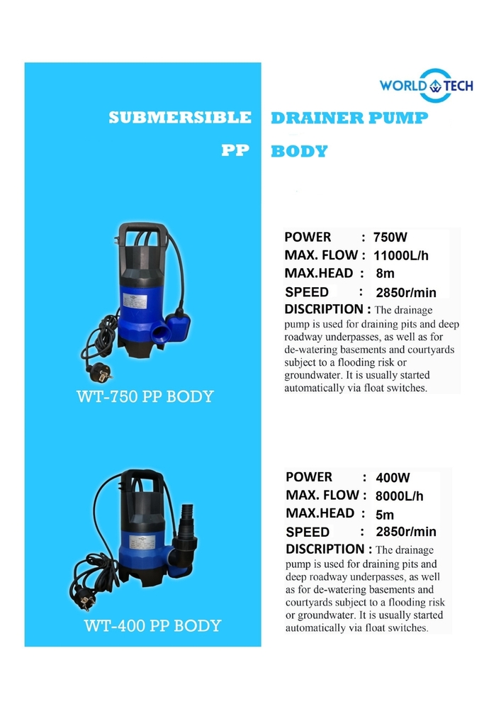 WT-400 PP Body (sewage Pump)