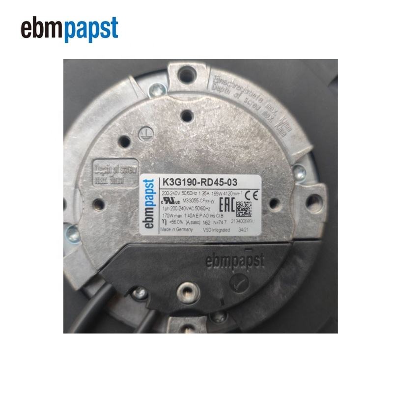 EBM PAPST K3G190-RC05-03 230V AC 169W 4120RPM R3G190-8317082558 EC Wire Leads Inverter Centrifugal Cooling Fans