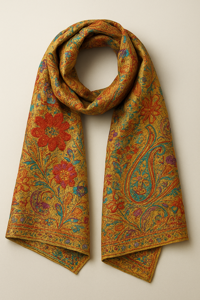 Silk Kantha Scarf Indian Handmade Fine Silk Kantha Work Scarves Women's Fashionable All Season