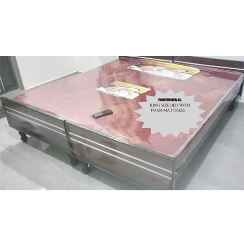 King Size Bed With Foam Mattress - Color: Brown