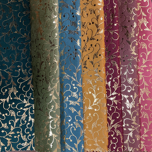 Velvet Foil Print Fabric - Attributes: Washable