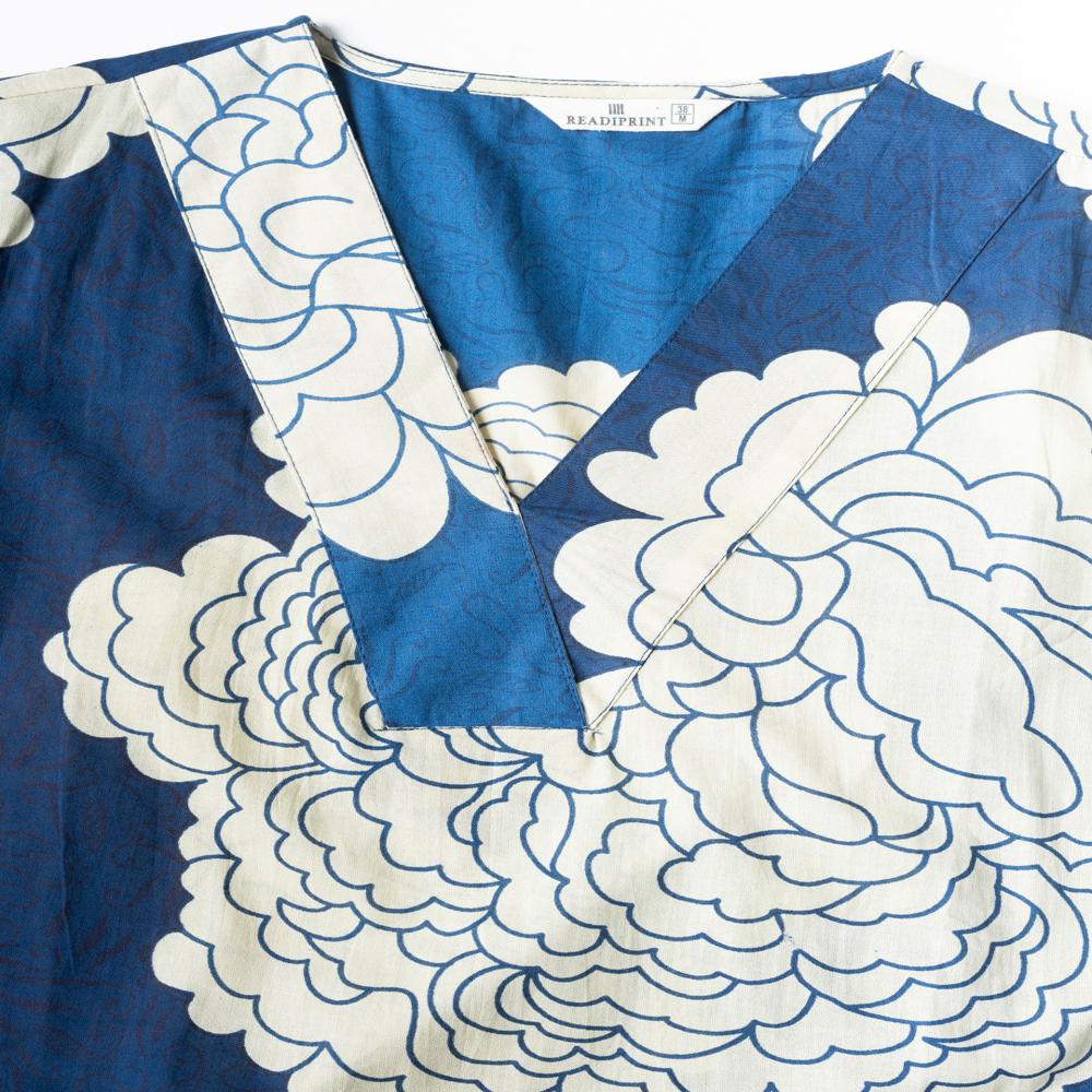 Straight Style Cotton Fabric Navy Blue Color Kurta With Bottom