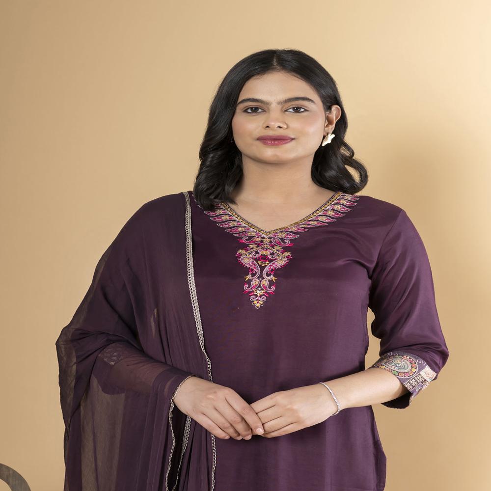 Straight Style Silk Fabric Green Color Kurta And Bottom With Dupatta