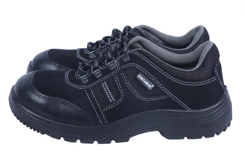 Men Suede Leather Safety Shoes - Color: Black