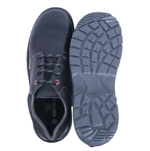 Reflector Black Leather Safety Shoes