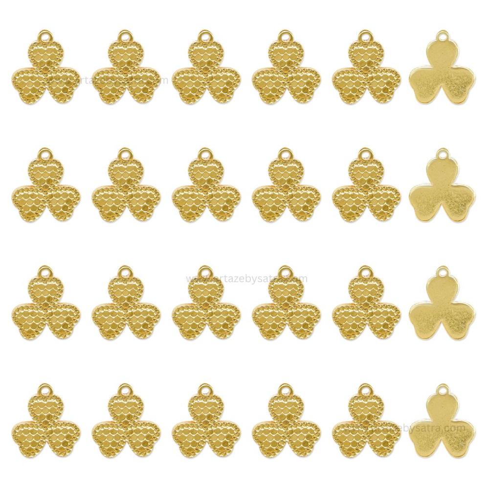 Clover Brass Charms | High Quality | Size : 12mm | Qty : 2pcs
