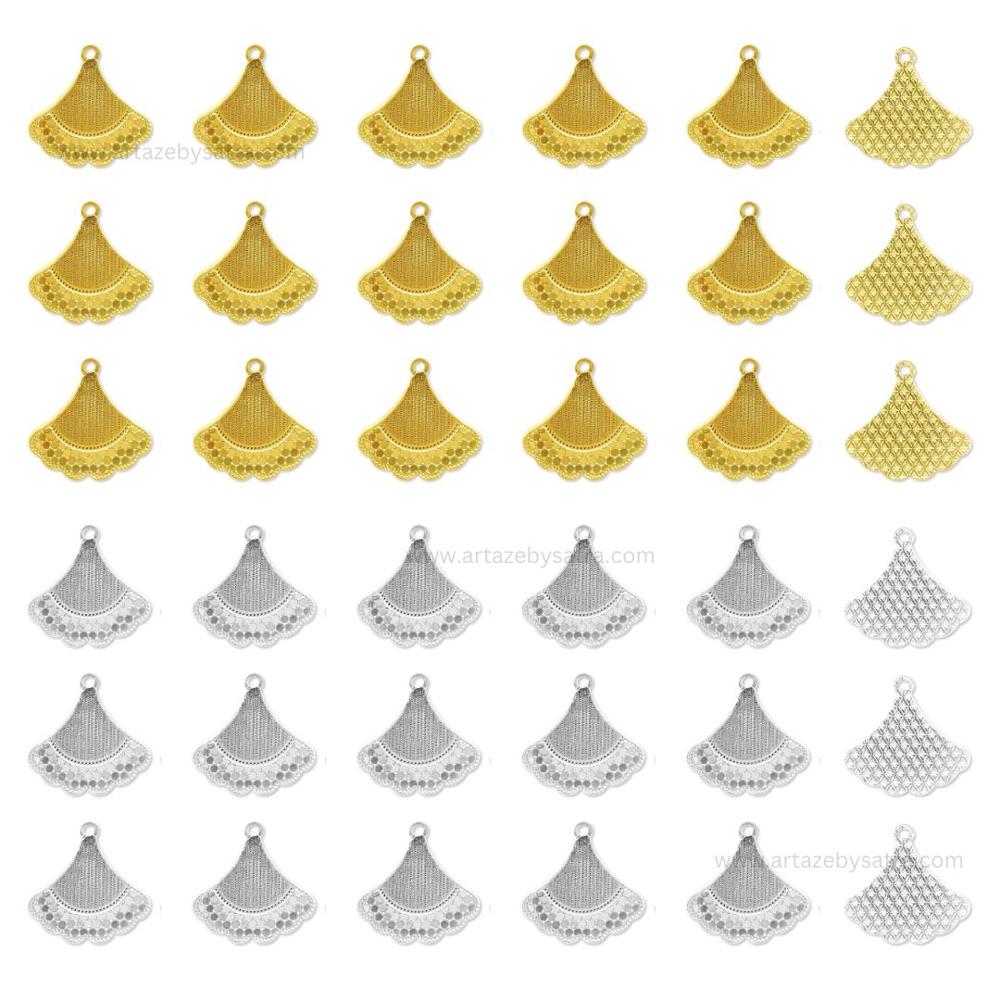 Fan Shaped Brass Charms | High Quality | Size : 16mm | Qty : 2pcs