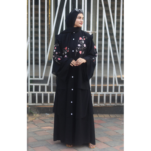 Black Abaya Embroidery Work Burqa For Ladies