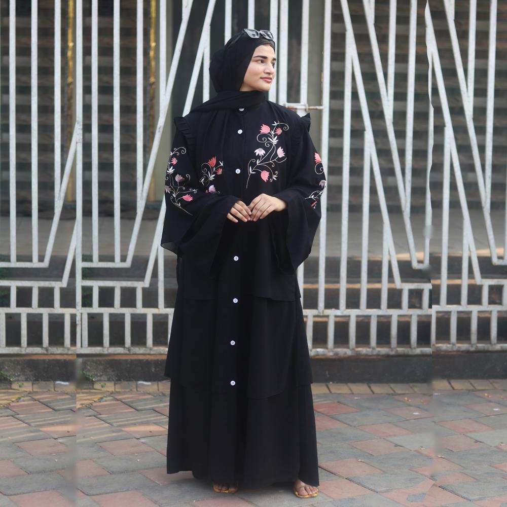 Black Abaya Embroidery Work Burqa For Women Modest Wear Stylish Dubai Abaya