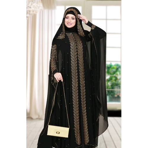 Black Abaya Beads Stoned Burqa - Feature: High Quality