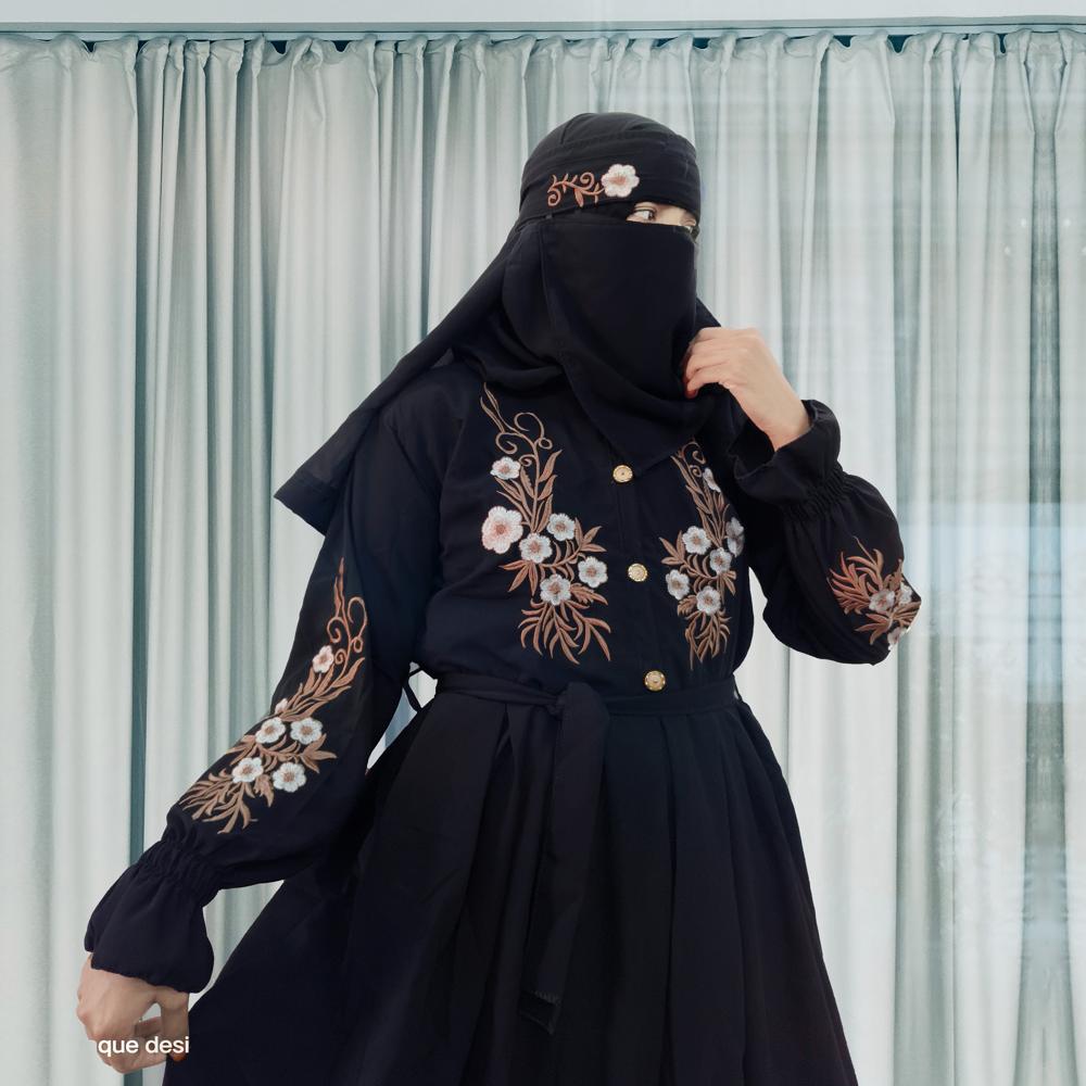 Black Abaya Embroidery Work Burqa For grils and Women Modest Wear Stylish Dubai Abaya
