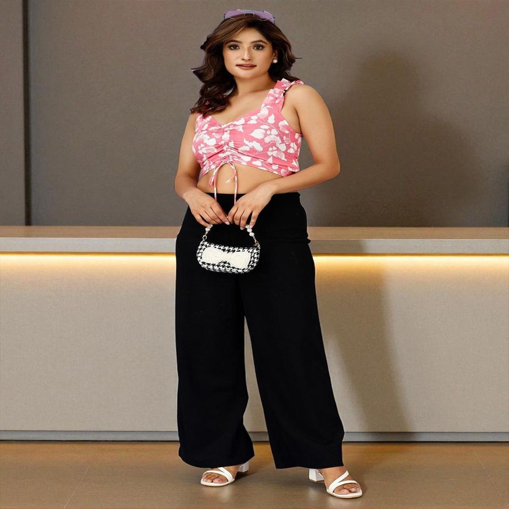 Floral Printed Sweetheart Neck Crop