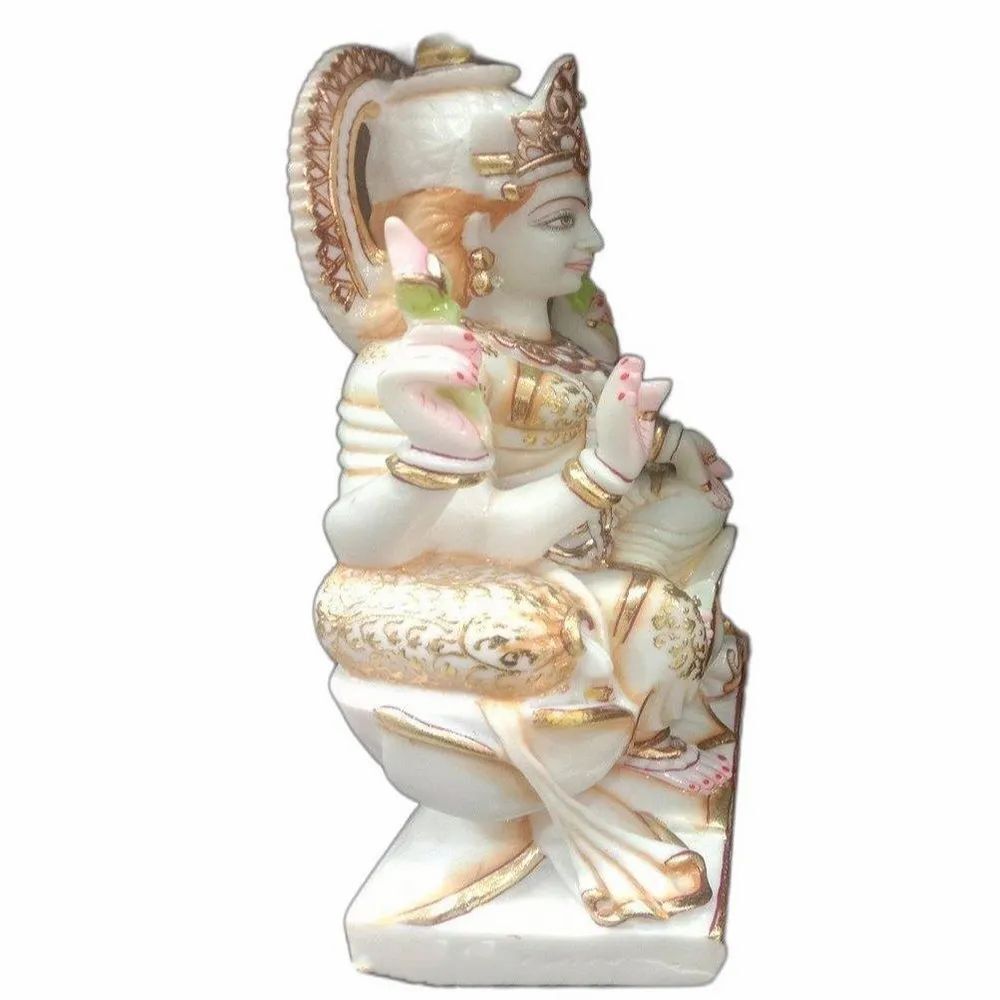 Polished Marble Lord Saraswati Statue