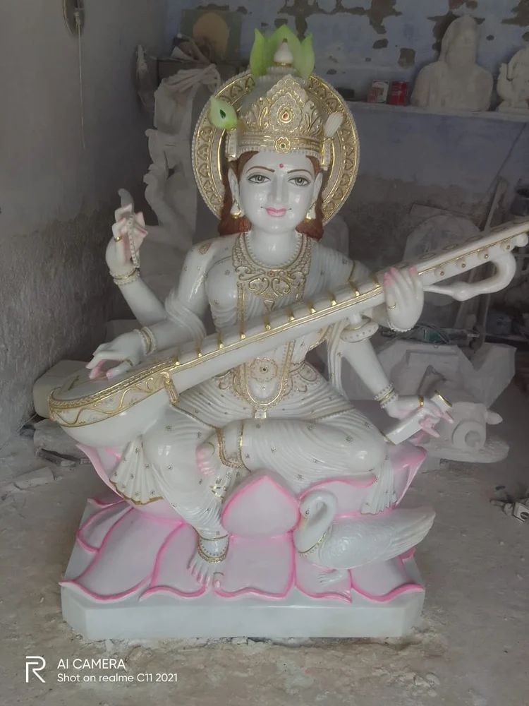 Multicolor Marble Saraswati Statue