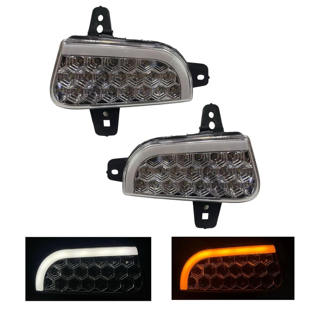 K D Fog Lamp Set For Mahindra Scorpio Classic 2022 Led & Drl With Indicator 2022-onwards - Body Material: Plastic