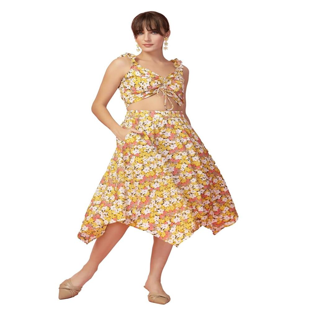 Crepe Top and Skirt Set