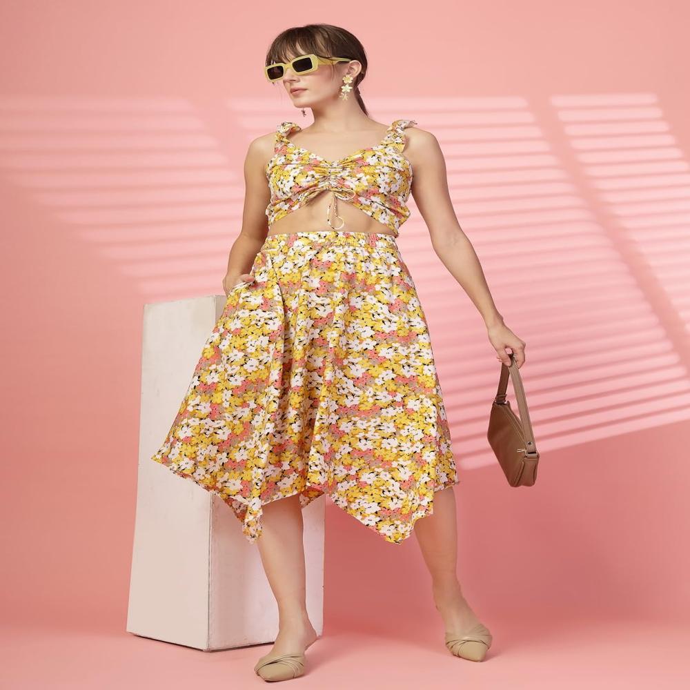 Crepe Top and Skirt Set