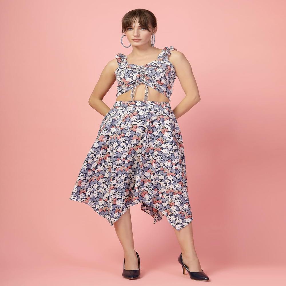 Crepe Top and Skirt Set