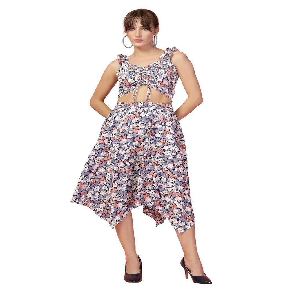 Crepe Top and Skirt Set