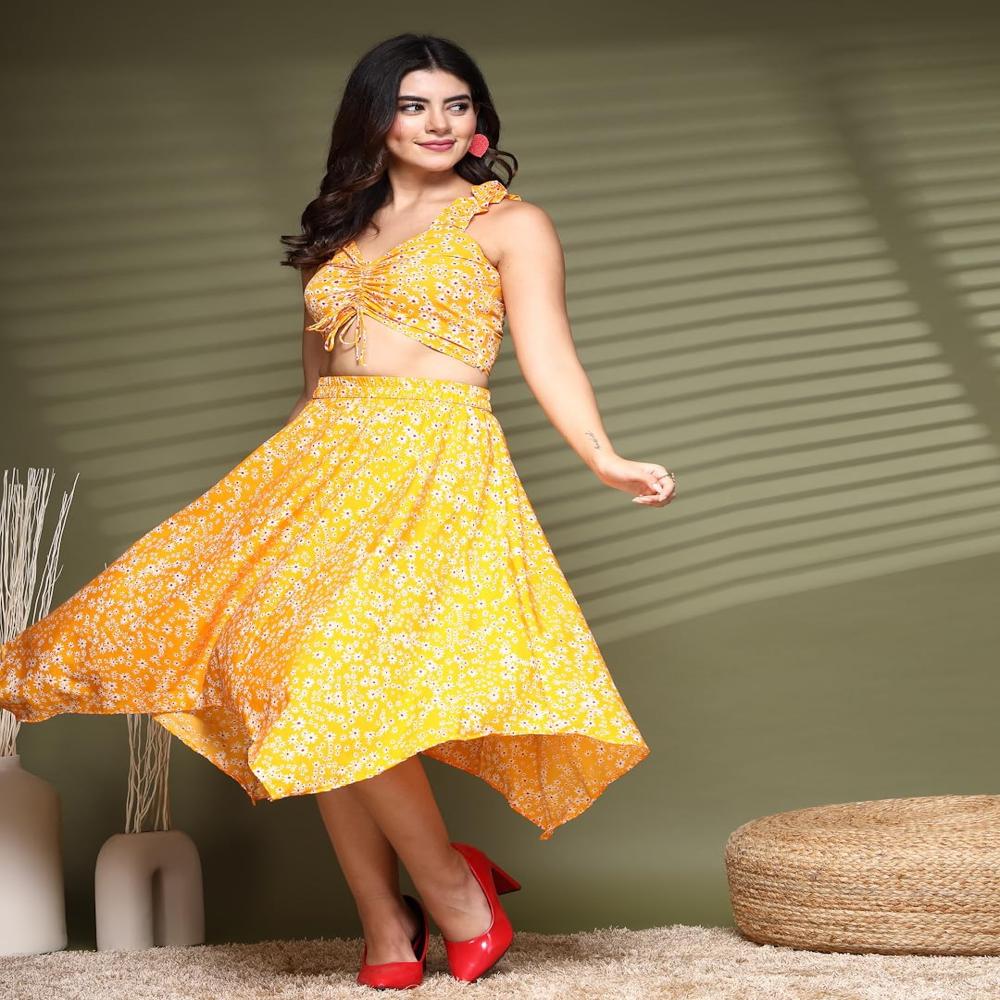 Crop Top And Skirt Set