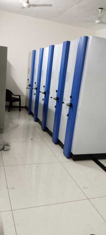 Mobile Compactor - Mild Steel, Standard Size , White And Blue Color - Space-saving Design, Central Locking, Flexible Customization, Enhanced Security