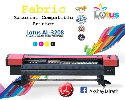 Lotus Fabric Printer Al-3208 Using Km-512 - Color: Black And Red
