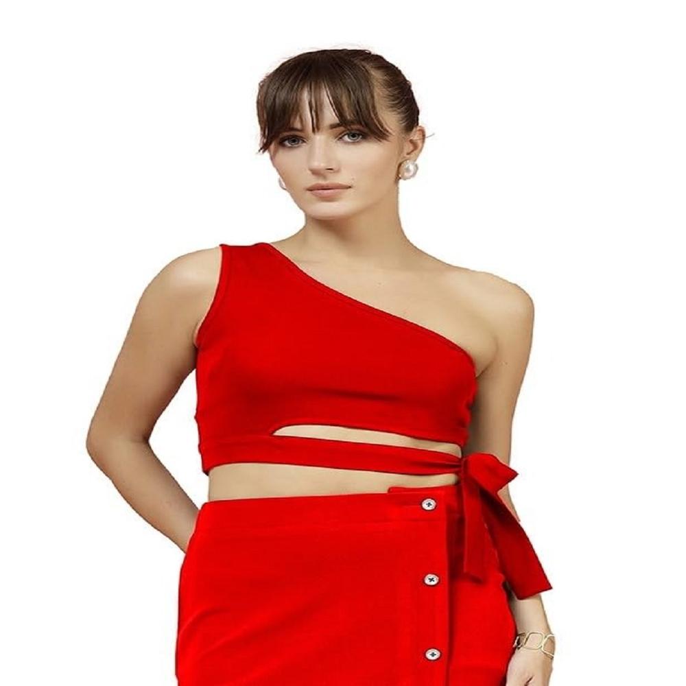 One Shoulder Crop Top , Sleeveless