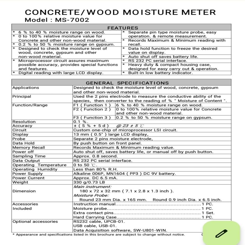 Lutron Ms7002 Moisture Meter - Accuracy: 100 %