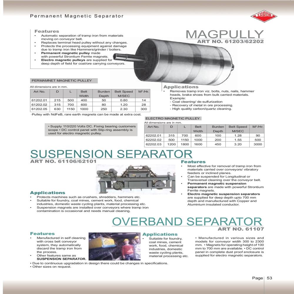 Pmsm Permanent Magnetic Suspension Separator - Application: Industrial