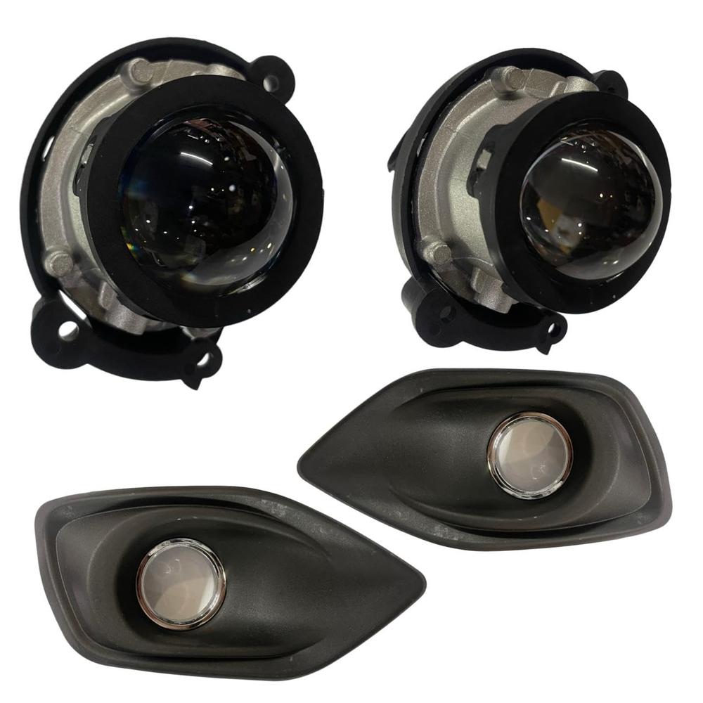K D Projector Fog Lamp Set with Covers for Maruti Swift 2024-NOW, Black (WHITE HALOGEN BULB)