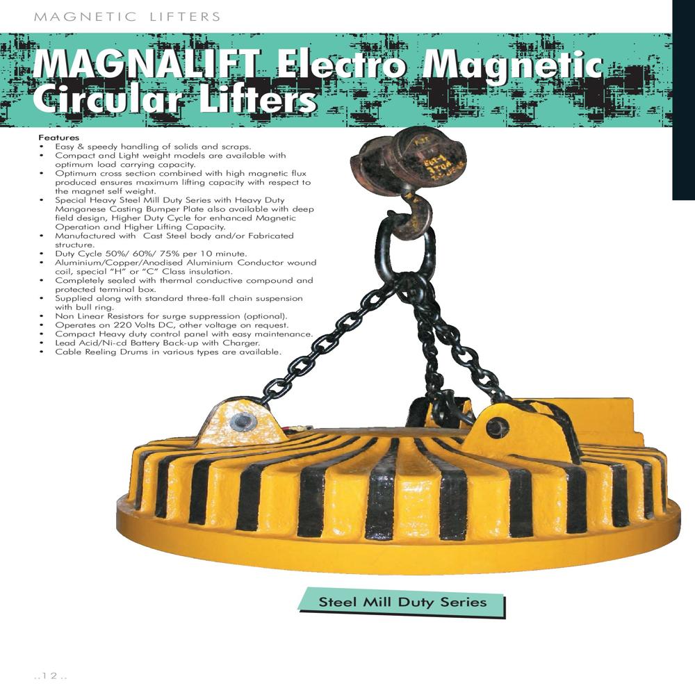 Magnalift - Hd Magnalift Circular Electro Magnetic Lifter Heavy Duty Series - Power Consumption: 2.5 Kilowatt (Kw)