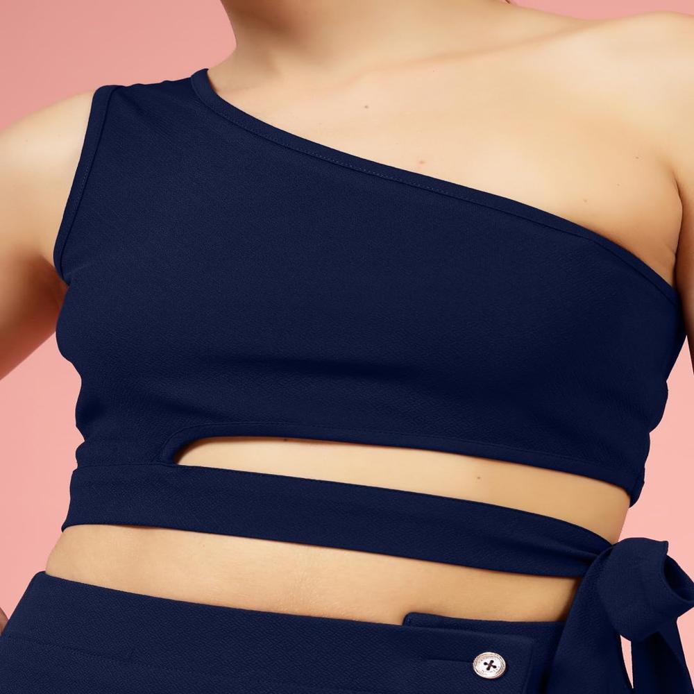 One Shoulder Crop Top , Sleeveless