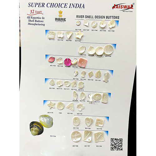 River Shell Design Buttons - Color: Multi Color