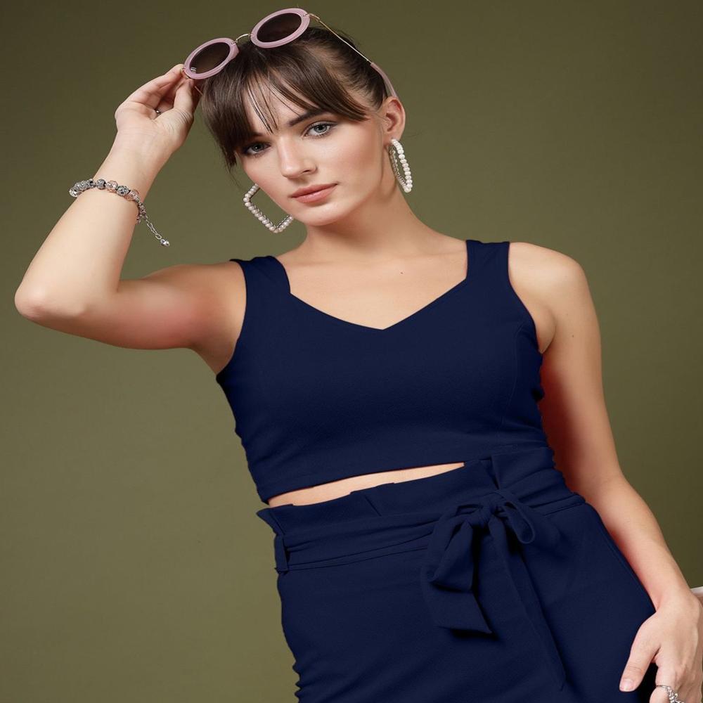 Blue Crepe Regular Top