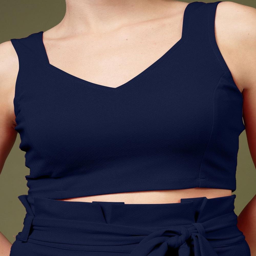 Blue Crepe Regular Top