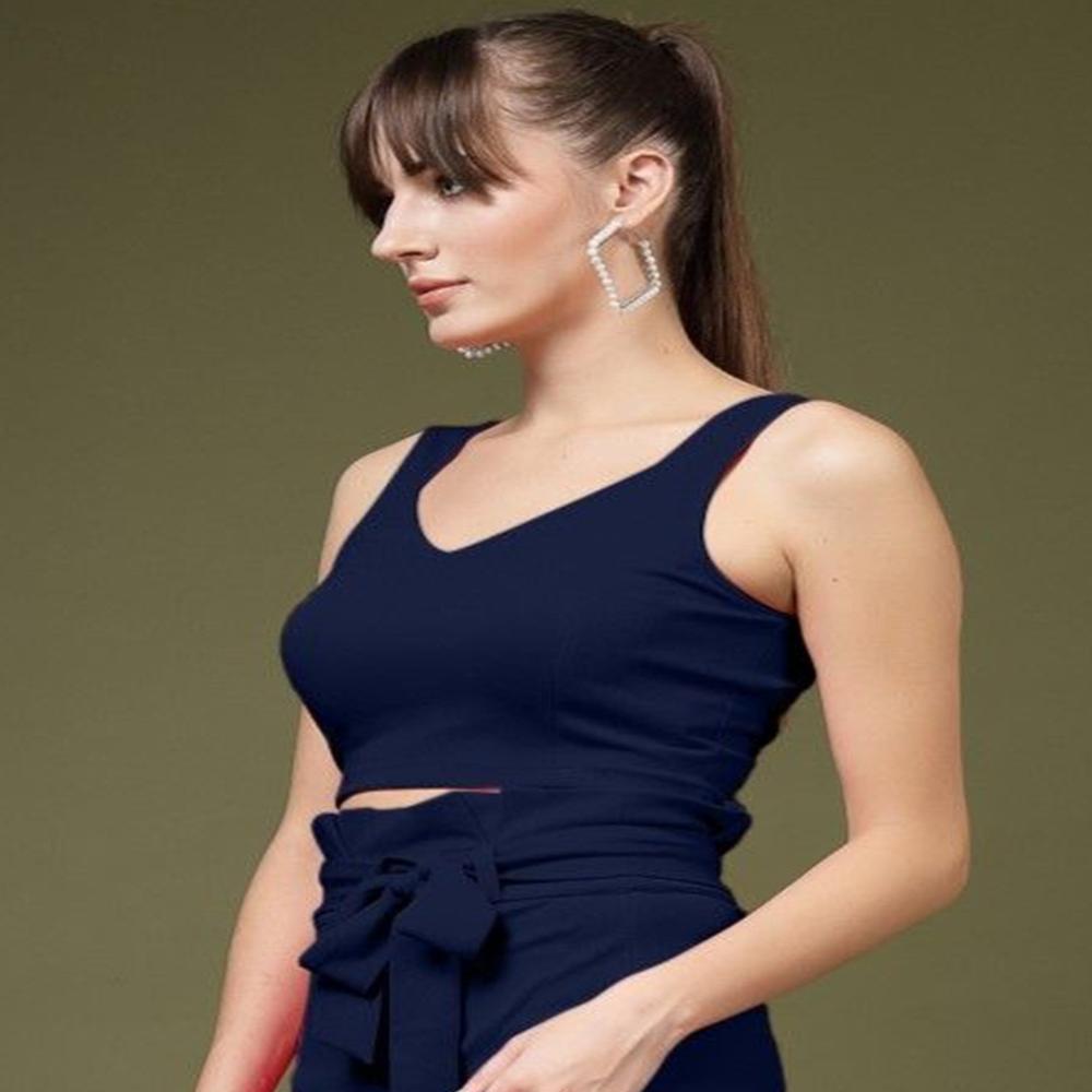 Blue Crepe Regular Top