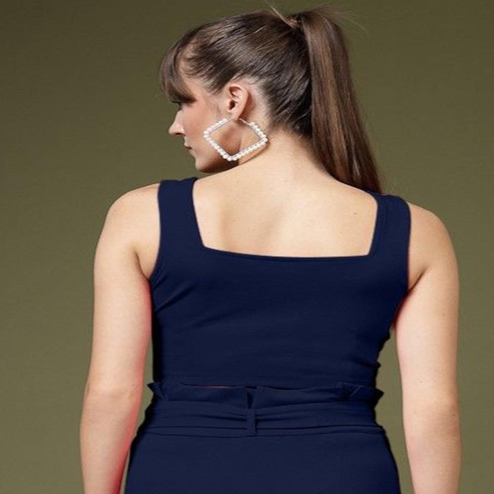 Blue Crepe Regular Top