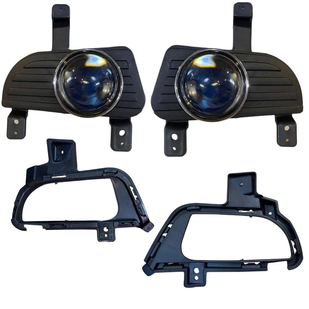 K D Projector Fog Lamp Set For Mahindra Bolero Neo 2021-onwards With Cover Bracket (White Halogen Bulb)
