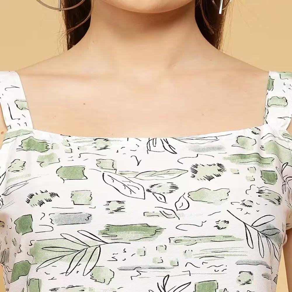 Women Satin Printed A Line Dress