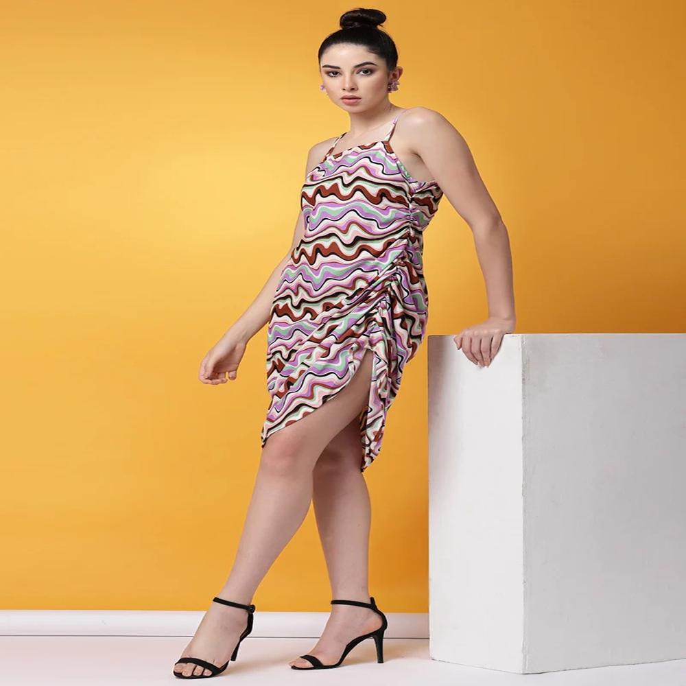 Multicolor Crepe Printed Outcast Mini Dress
