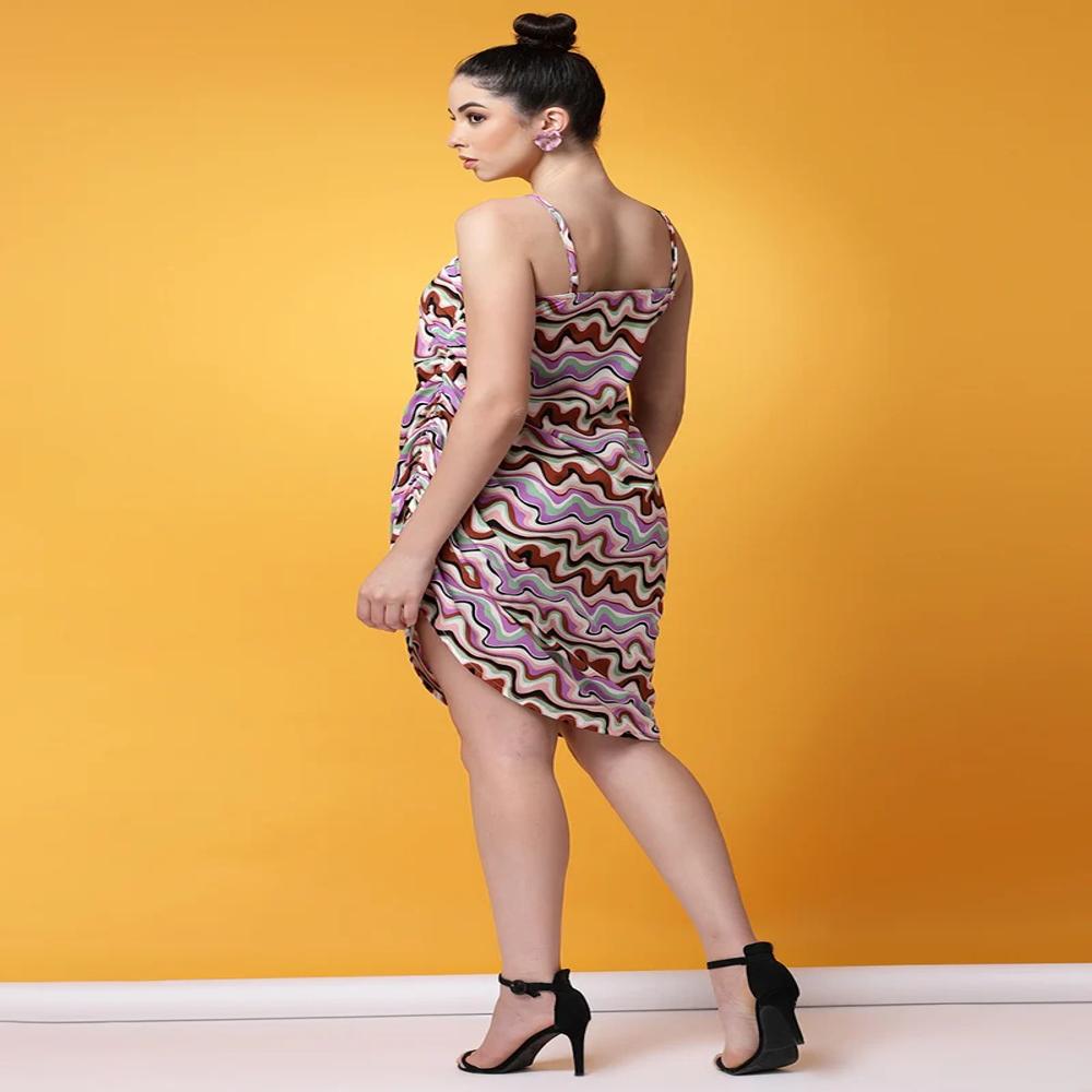 Multicolor Crepe Printed Outcast Mini Dress